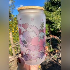 Stitch valentine frosted Libby can glass 16oz